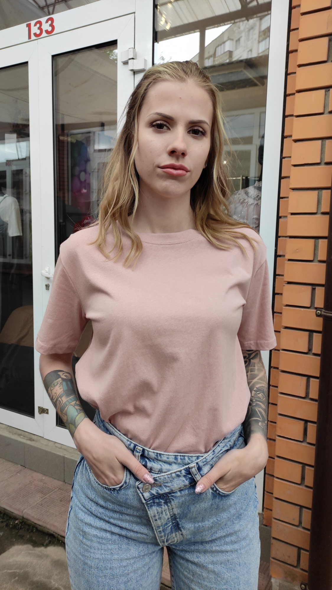 

Футболка B.Y.Jstudio 17709  пудрова, Футболка B.Y.Jstudio 17709 one size пудрова