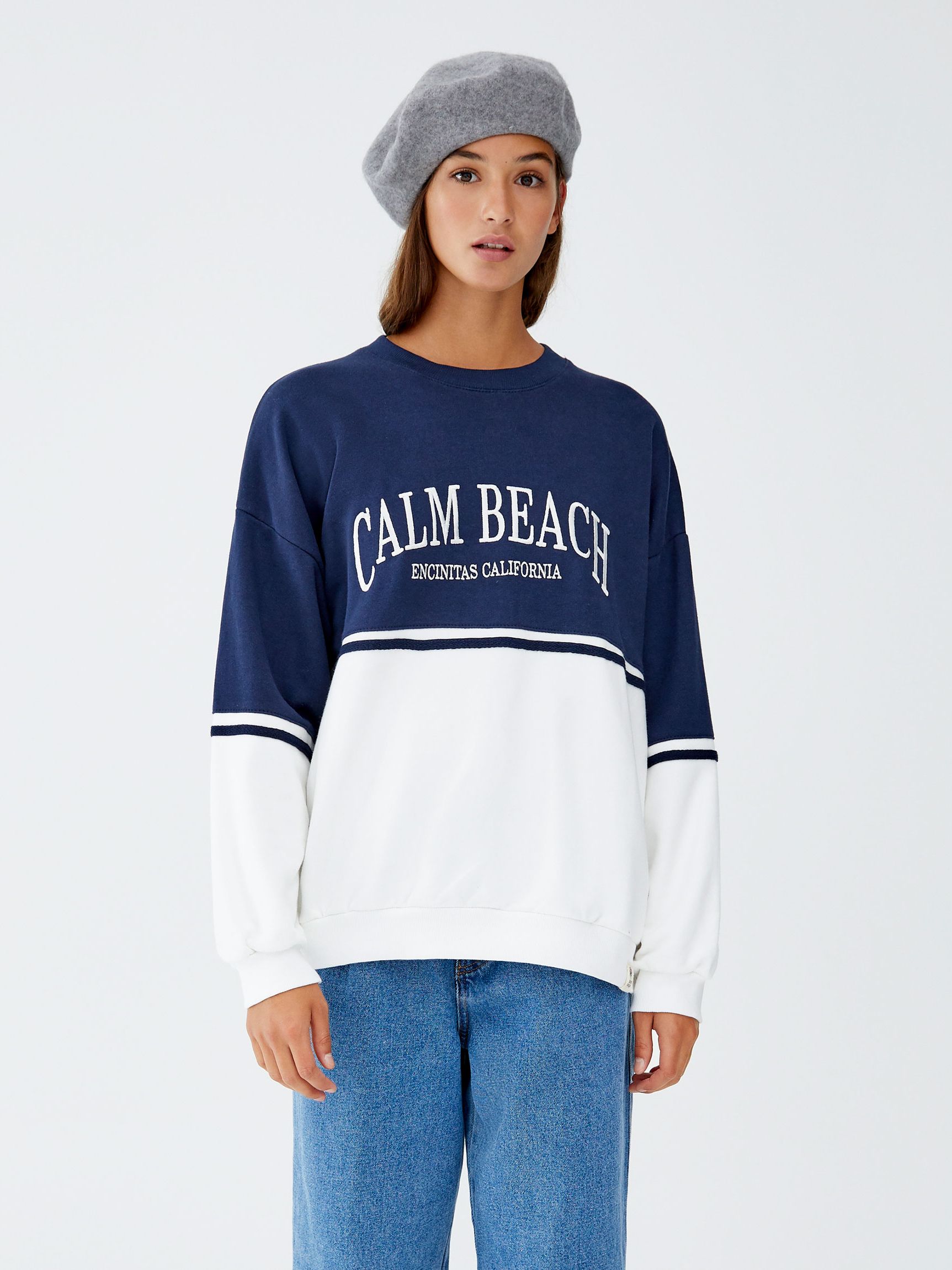 

Свитшот Pull & Bear 9591/331/481 M Синий с белым