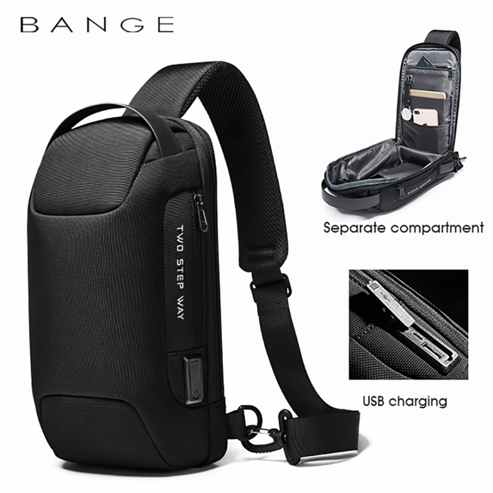 

Рюкзак с одной лямкой Bange (BGS22085-Black) с USB 3.0 Черный
