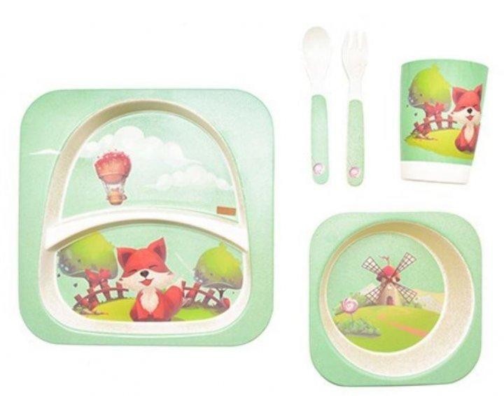 

Набор детской бамбуковой посуды Лиса 5 в 1