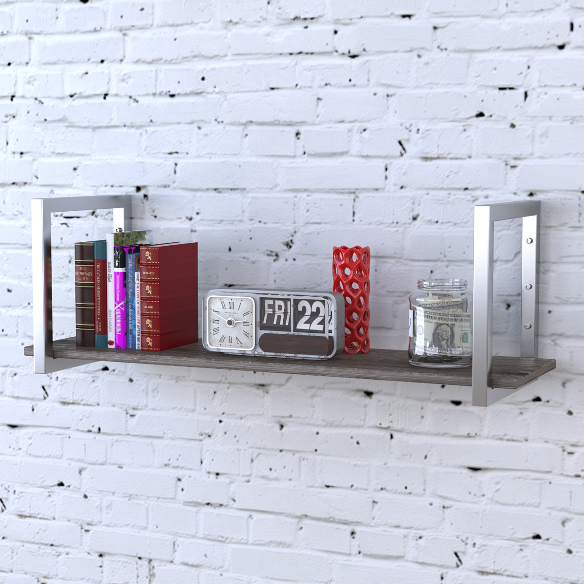

Полка PL-1-16 Loft Design Дуб Палена длина полки 92 см Серебристый