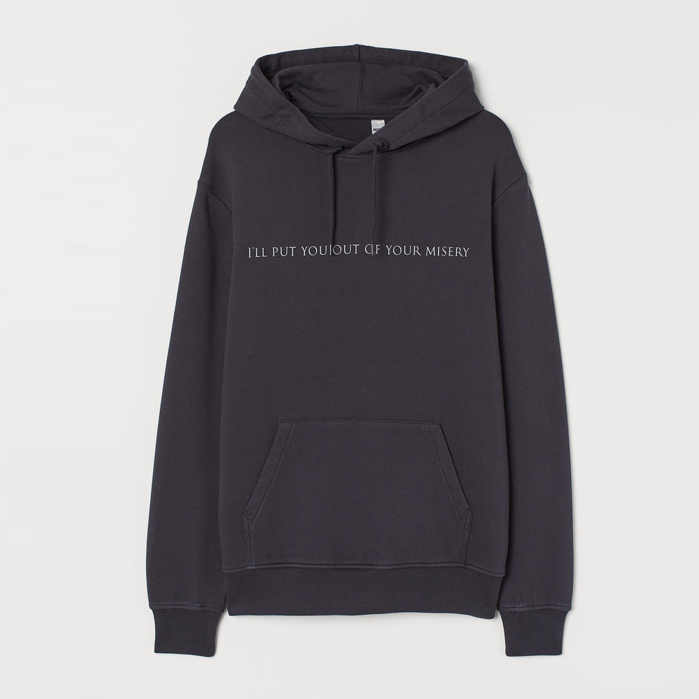 

Худи H&M 84695414 XL Темно-серое с принтом