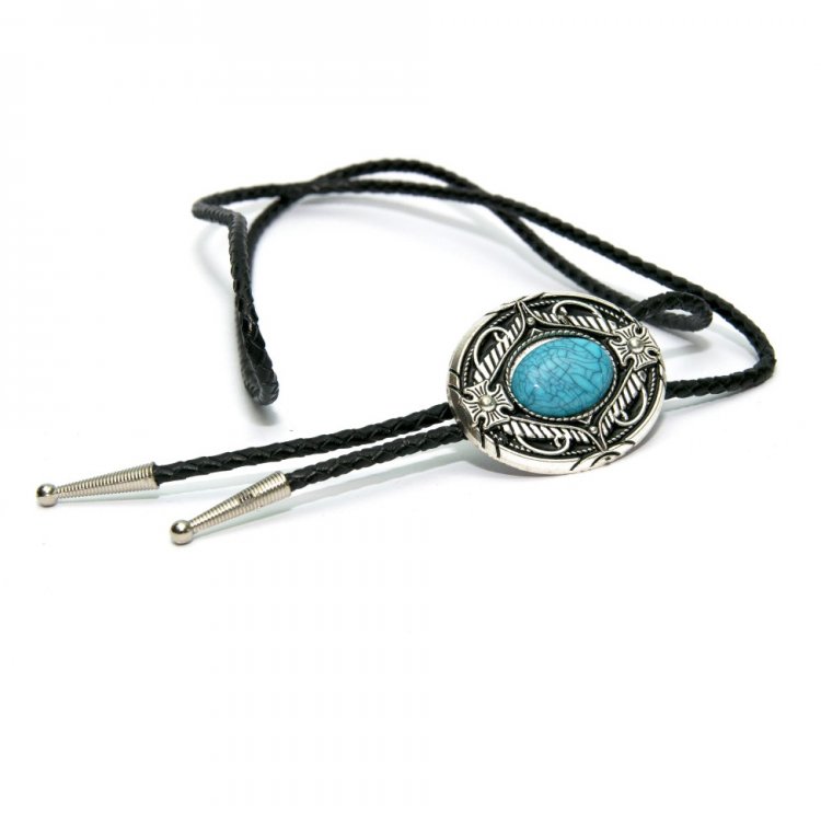 

Галстук боло Handmade Gofin 102см Металл+нейлон Лазурный камень Черный Bolo-52065