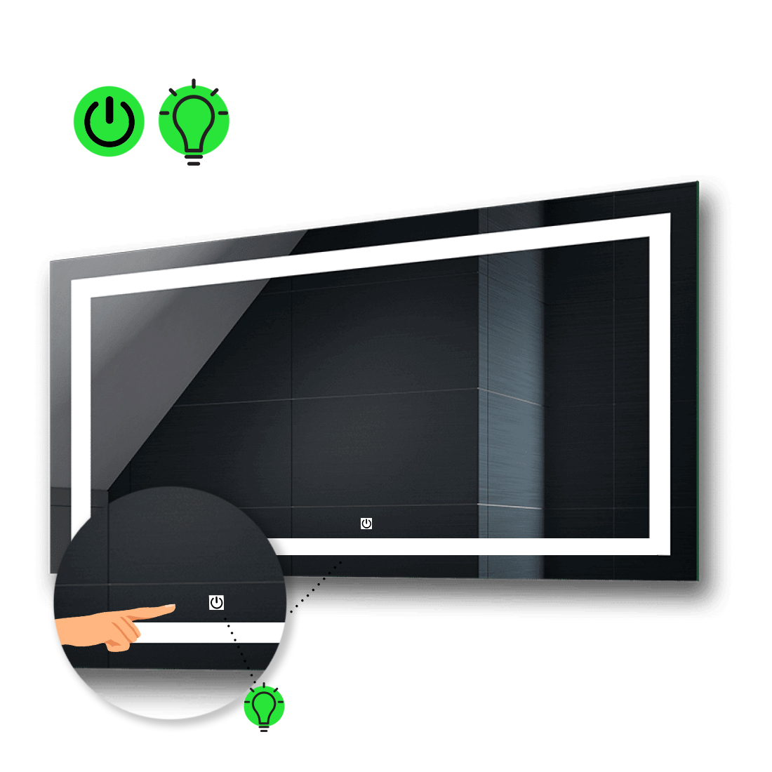 

LED-зеркало 100x80см, с сенсорной кнопкой управления, модель Karnet