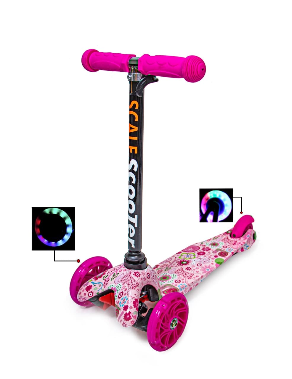 

Детский самокат Micro Mini. Pink Flowers (светящиеся колёса) 793925639
