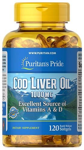 

Масло печени трески Puritan's Pride Cod Liver Oil 1000 mg 120 капсул