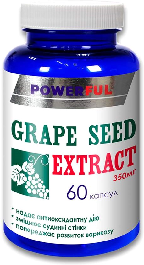 

Экстракт виноградных косточек Powerful, капсулы 1.0 г №60 Банка (4820142435869)
