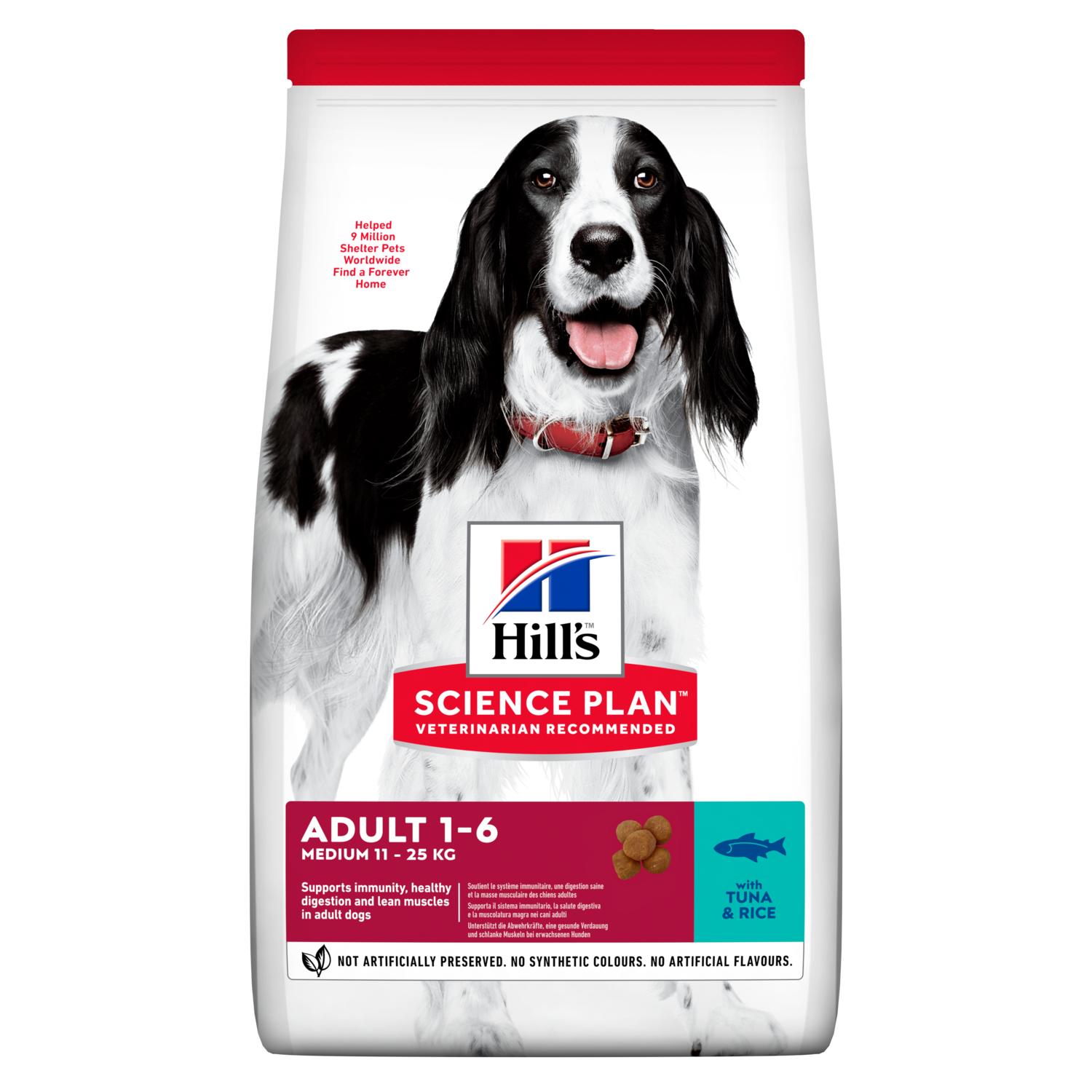 

Сухой корм HILL'S SCIENCE PLAN Adult Medium для собак средних пород, Тунец и Рис - 12 кг