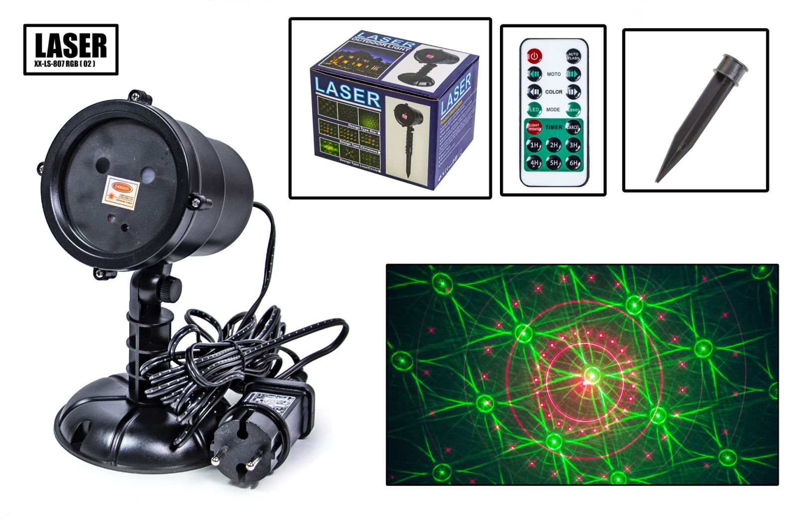

Новогодний уличный лазерный проектор 2 цвета X-Laser XX-LS-807 RGB с ДУ
