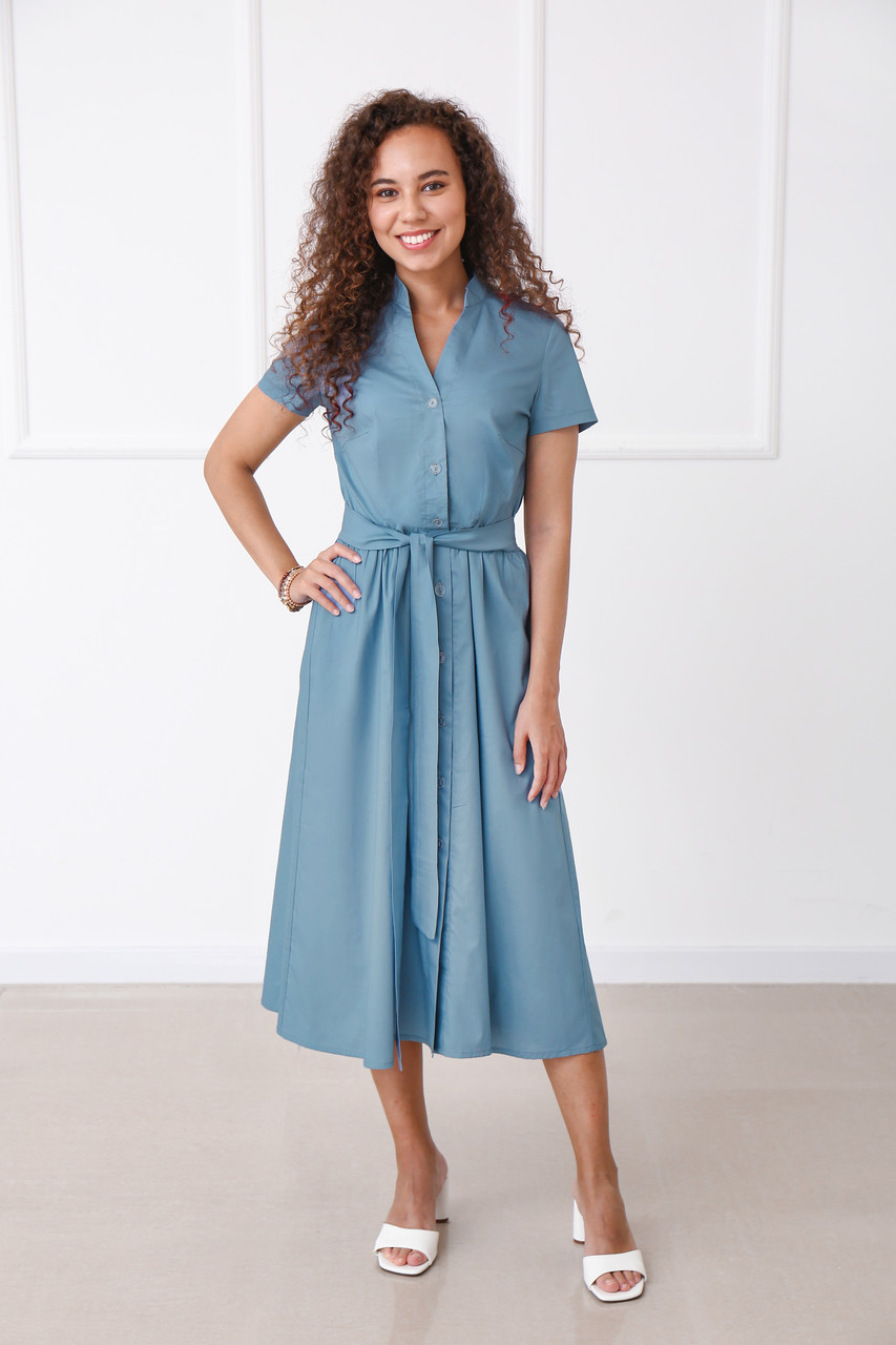 

Длинное котоновое платье Fashion Girl "Lesley" - джинс, Длинное котоновое платье Fashion Girl "Lesley" 46-48 джинс