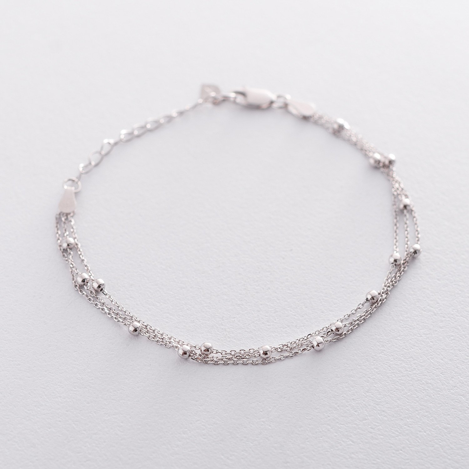 

Серебряный браслет с шариками (тройной) 141389 Оникс 19