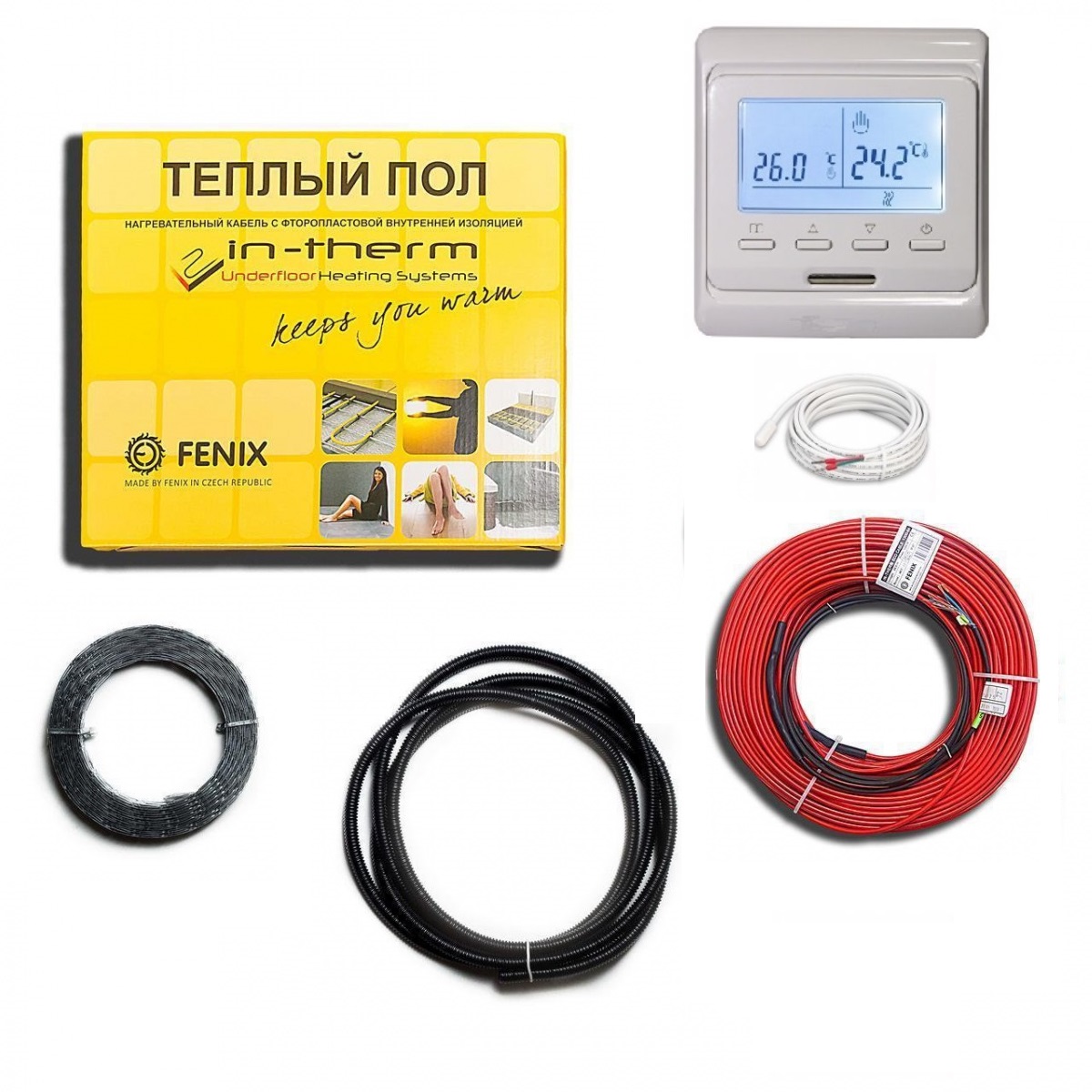 

Теплый пол IN-THERM Eko двужильный кабель 2790W 13.9-17.4 м² в комплекте с программируемым терморегулятором