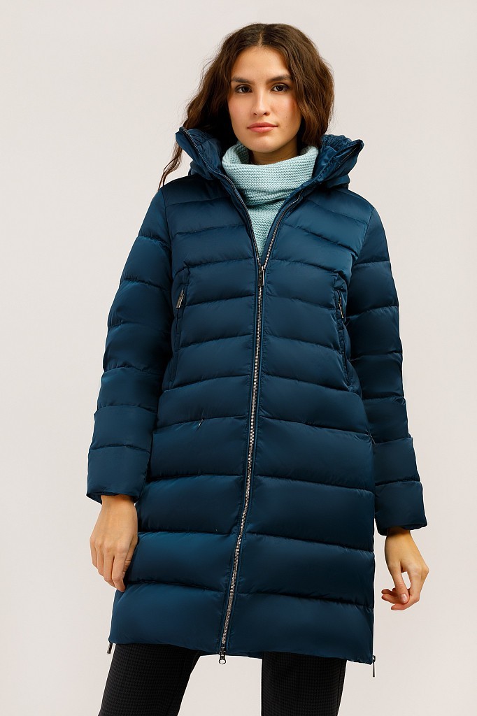 

Женский пуховик с капюшоном и молниями по бокам Finn Flare 10912046FW-101  Синий, Женский пуховик с капюшоном и молниями по бокам Finn Flare 10912046FW-101 L Синий