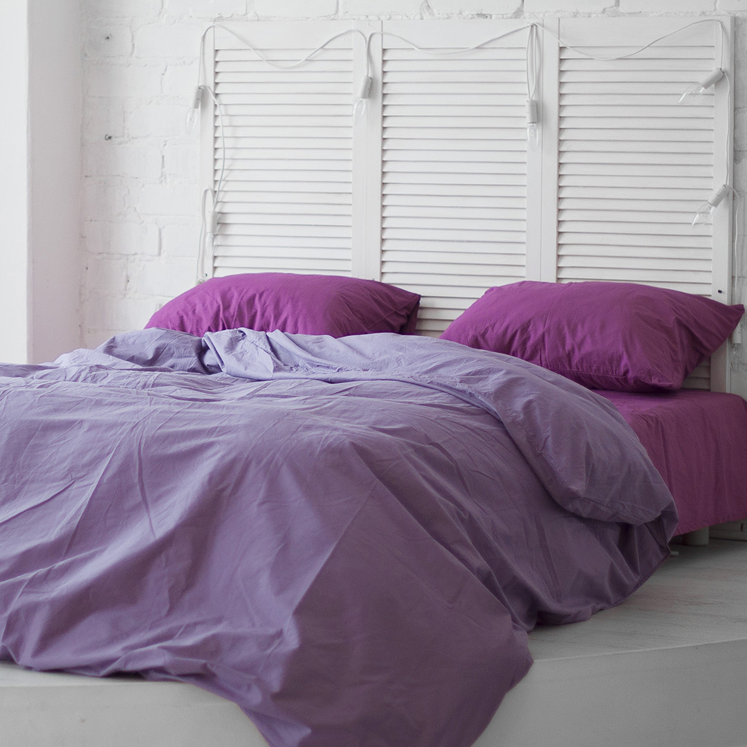 

Комплект постельного белья Хлопковые Традиции Фиолетовый и Бледо-сиреневый Поплин Двуспальный