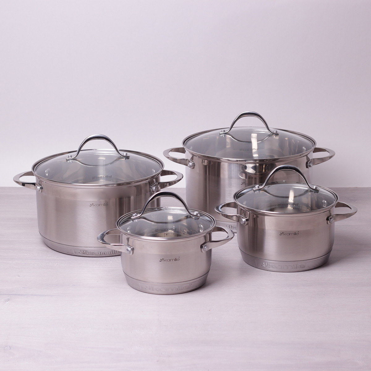 

Набор кастрюль Kamille из нержавеющей стали 8 предметов 1.8л, 2.3л, 5.5л, 7.0л