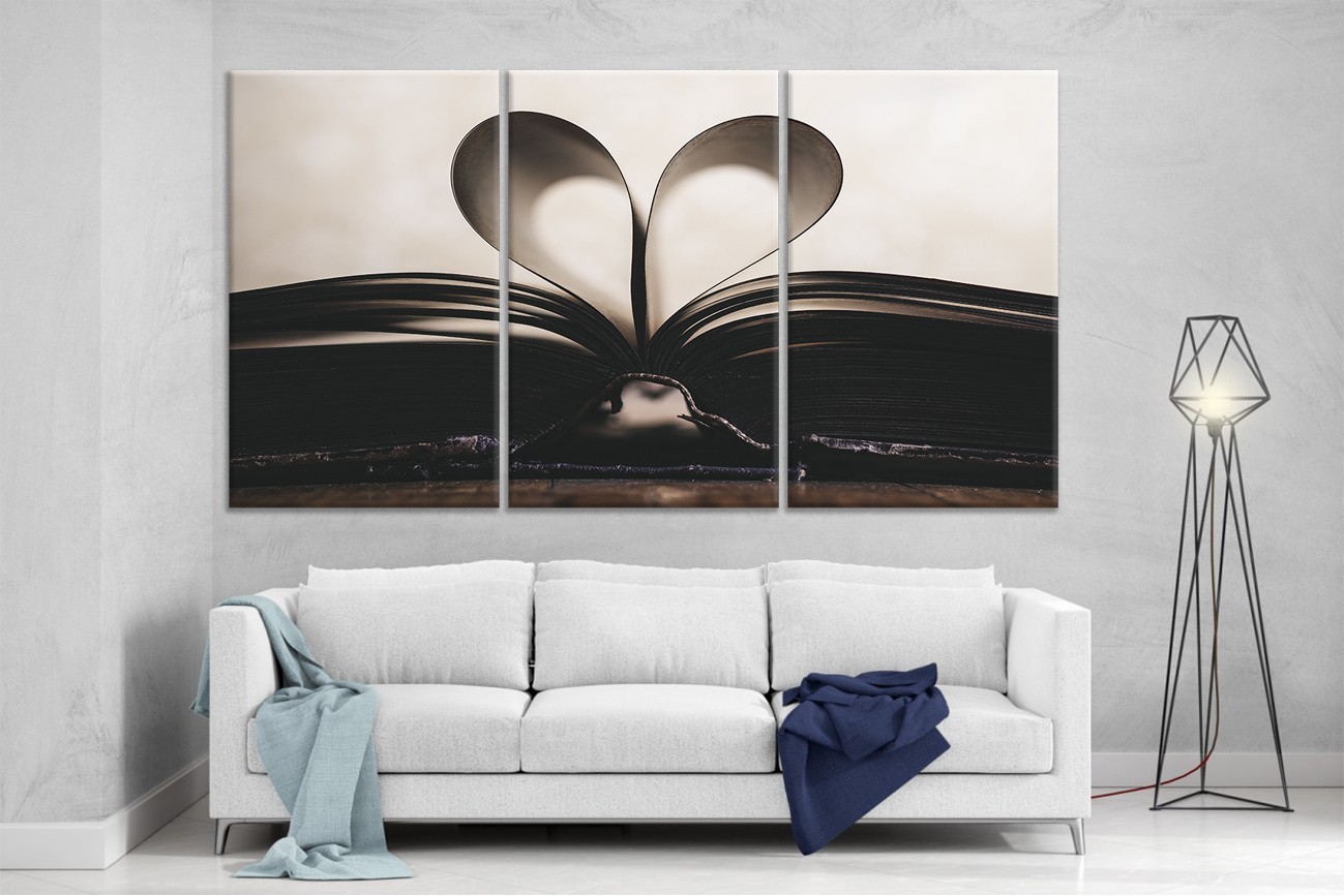 

Модульная картина на холсте DK Place из трех частей 167x99 см Любовь в книге (XL30)
