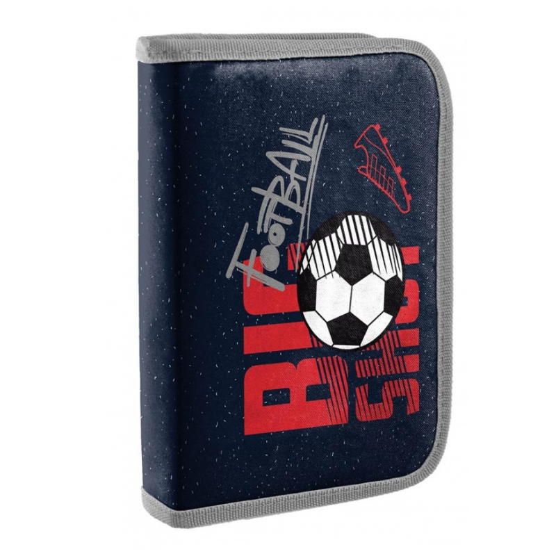 

Пенал школьный твердый одинарный с двумя клапанами 1Вересня Football Синий (532907)