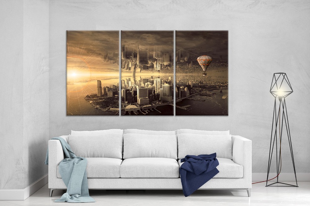 

Модульная картина на холсте DK Place из трех частей 167x99 см Мир вверх дном (XL70)