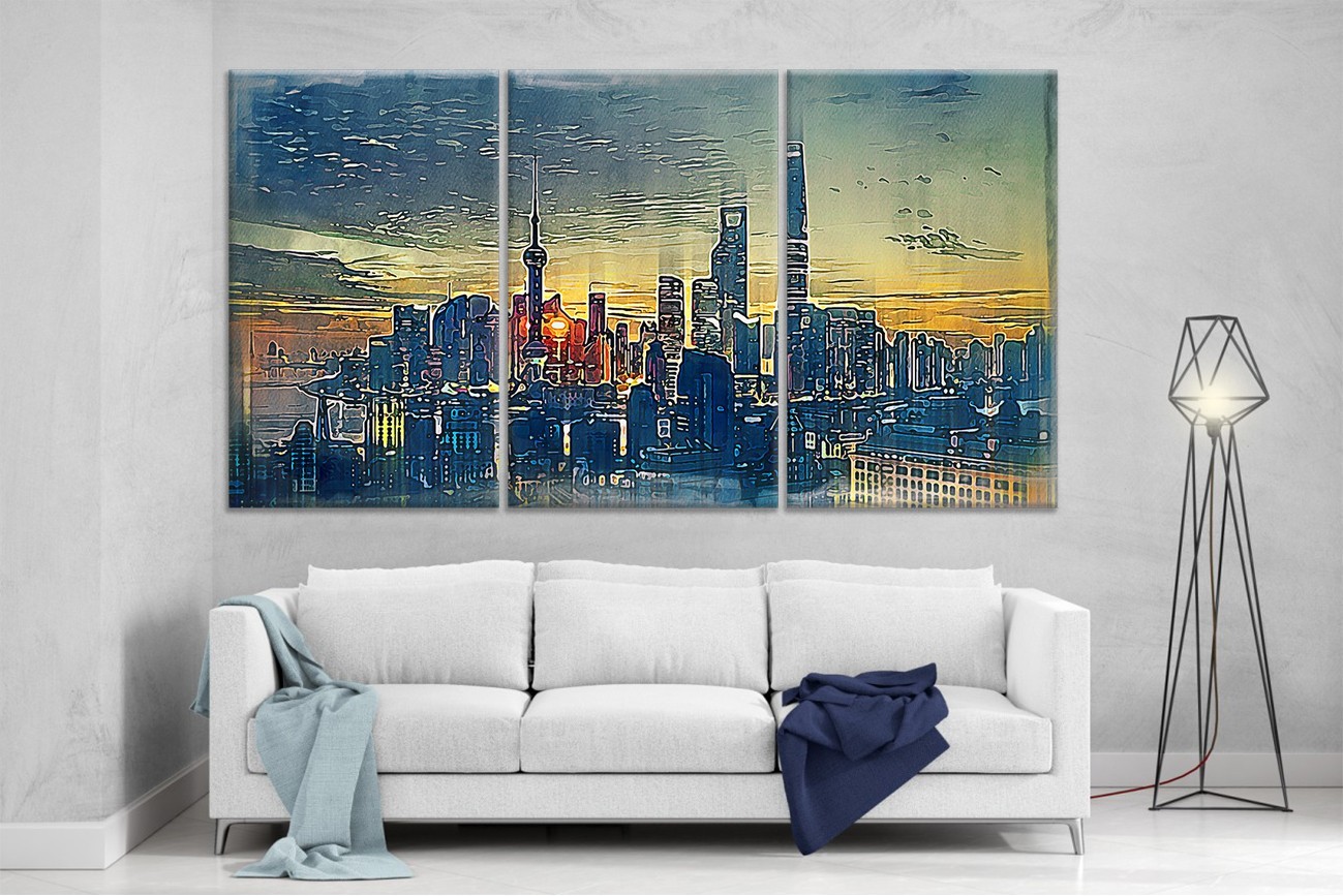 

Модульная картина на холсте DK Place из трех частей 167x99 см Город (XL74)