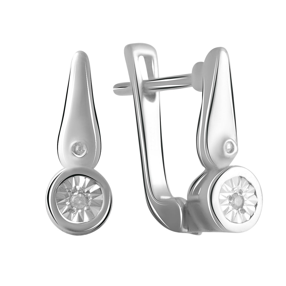 

Серебряные серьги SilverLine с натуральными бриллиантом 0.018ct