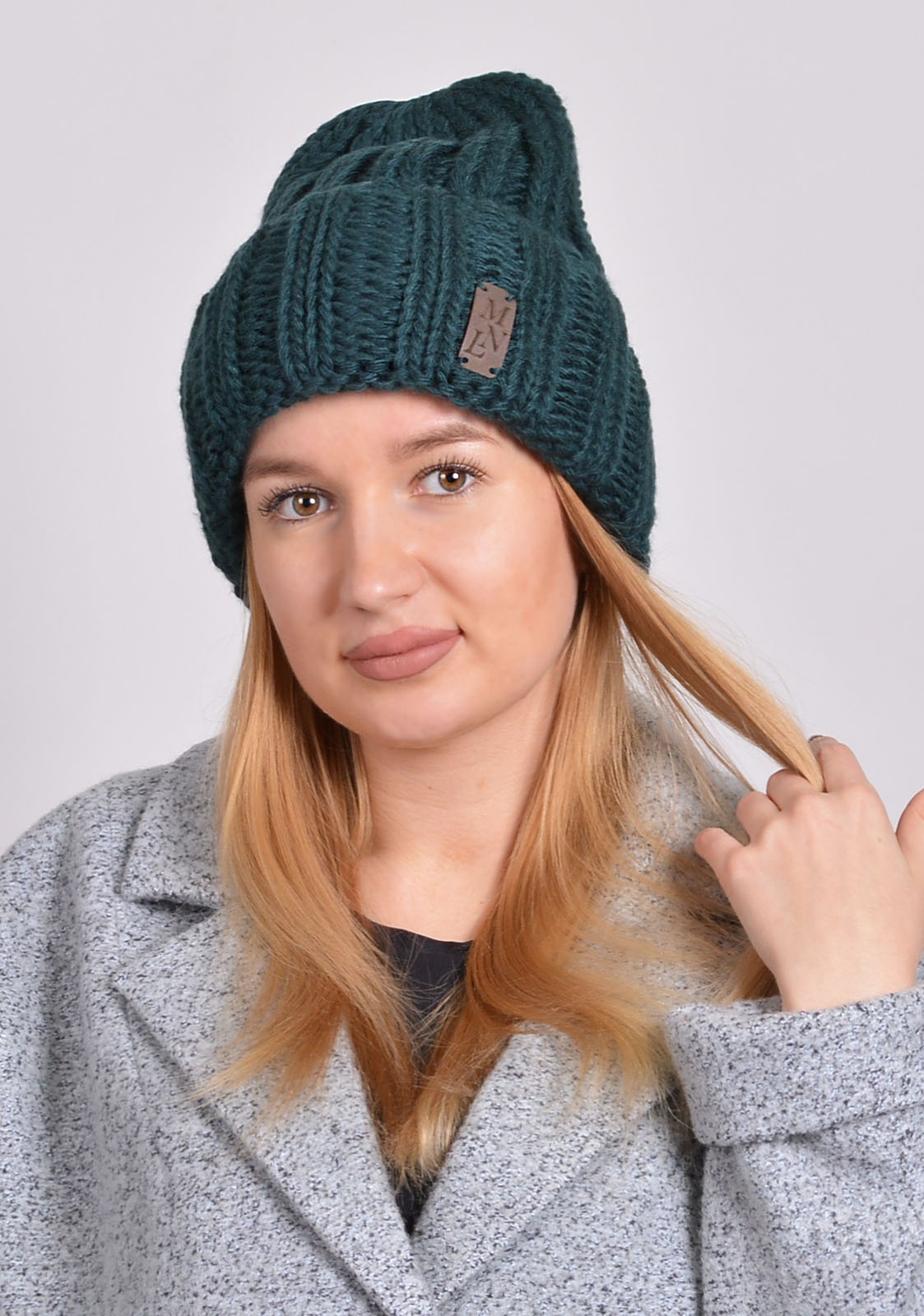 

Вязаная шапка Retto 55-60 р. 3_03 изумруд