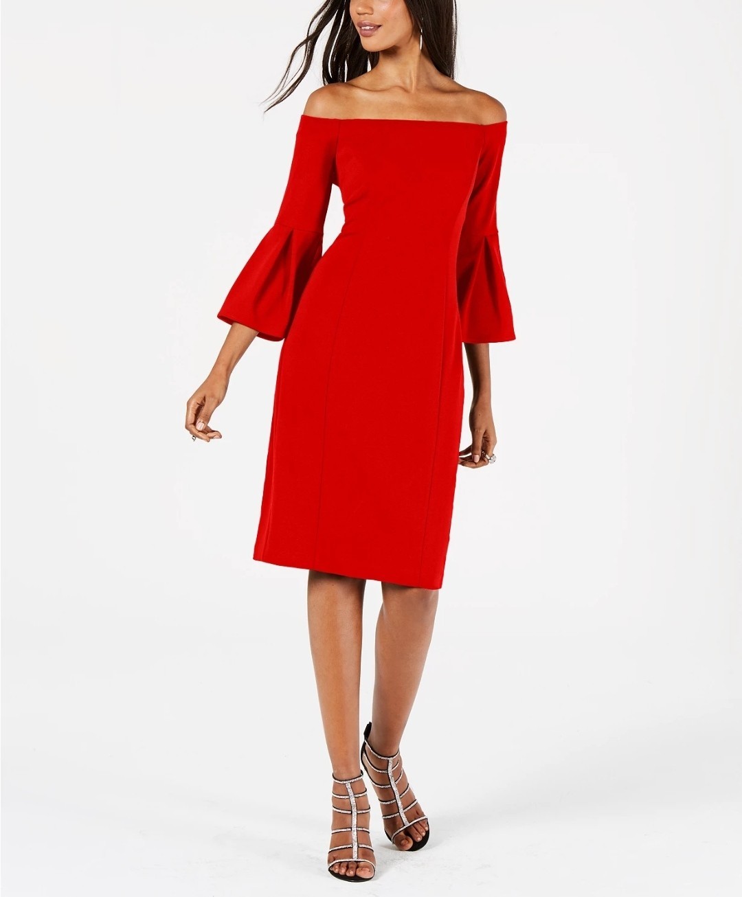 

Женское платье Vince Camuto до плеч с расклешенными рукавами, красный, разм.S, VC8M8207