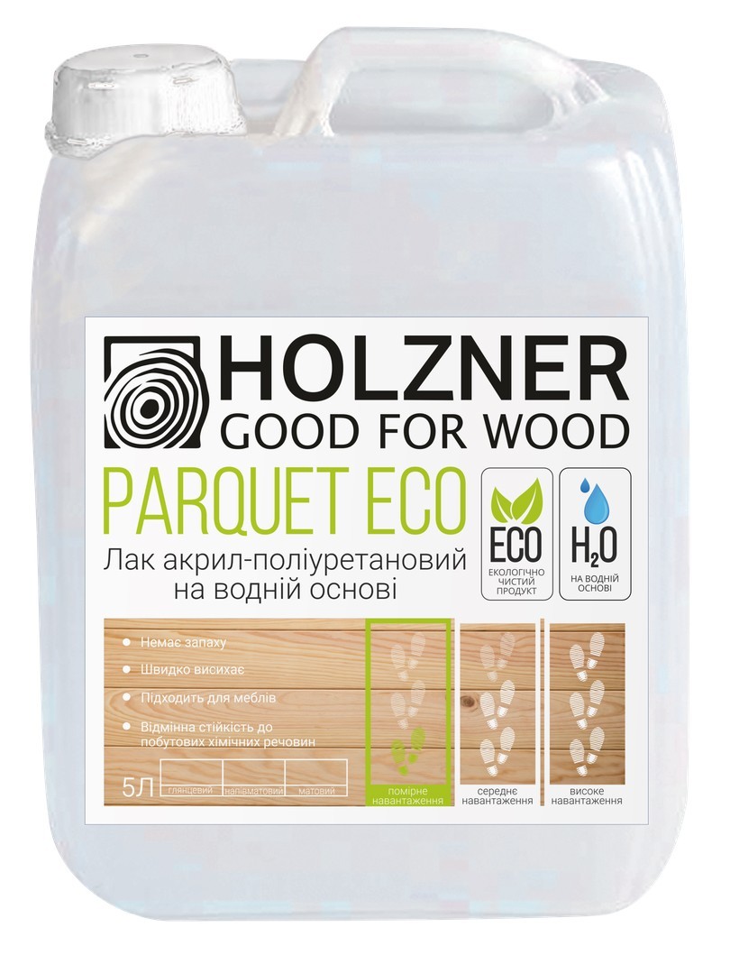 

Лак акрил-полиуретановый на водной основе Holzner Parquet Eco Матовый 5 л
