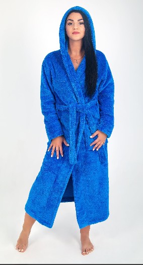 

Халат женский махровый длинный  cиний (1023, Халат женский махровый длинный M cиний (1023)