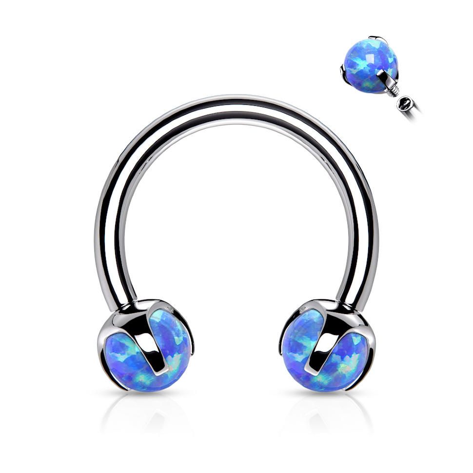 

Циркуляр (подкова) из стали PiercedFish HSI038 серьга для септума, хеликса, трагуса, брови, губы, пупка, сосков, пирсинга смайл (Синий)