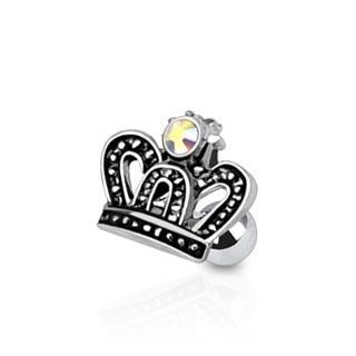 

Серьга микроштанга для пирсинга хряща уха, хеликса, трагуса PiercedFish JA12252 из стали с короной