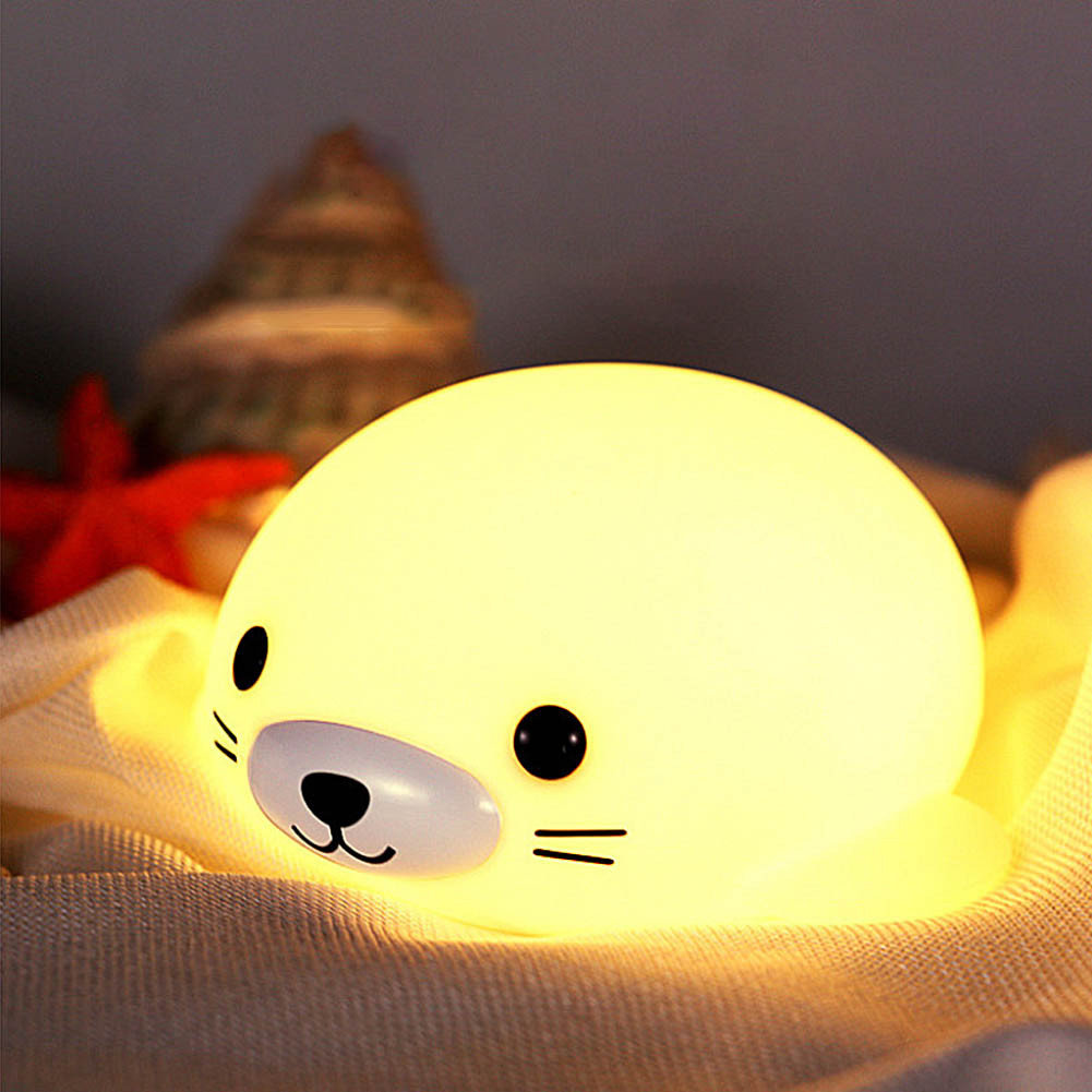 

Силиконовый ночник 3DTOYSLAMP морской котик белый 3 цвета свечения автоматический режим