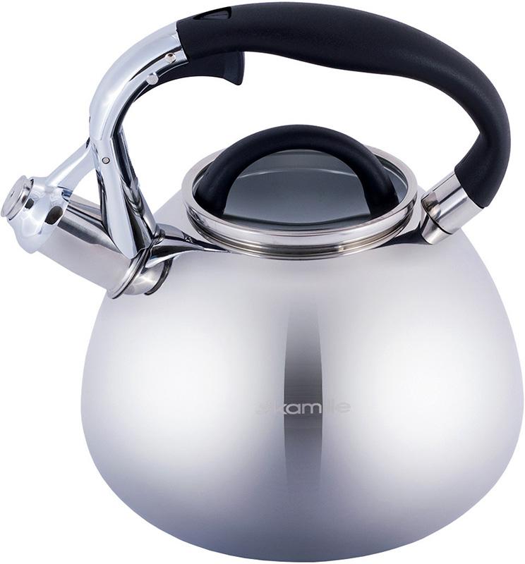 

Чайник Kamille Whistling Kettle 2.8л з нержавіючої сталі зі свистком і скляною кришкою