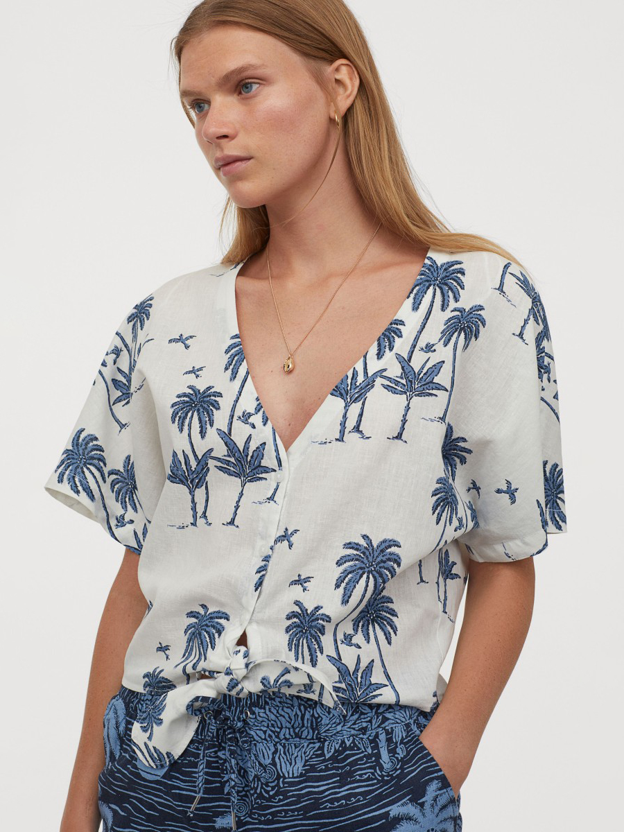 

Топ H&M 060842163  Белый с синим, Топ H&M 060842163 S Белый с синим