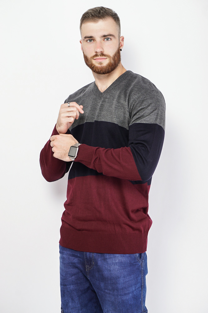 

Джемпер трехцветный Time of Style 85F50 L Серо-бордовый