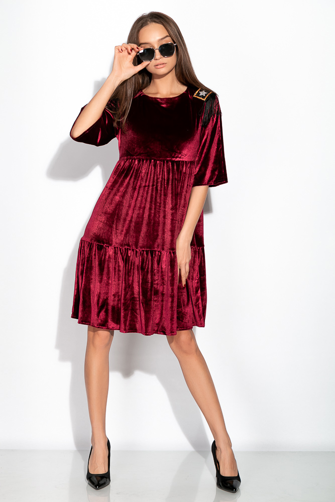 

Платье велюровое Time of Style 120PMA1677 56 Бордовый