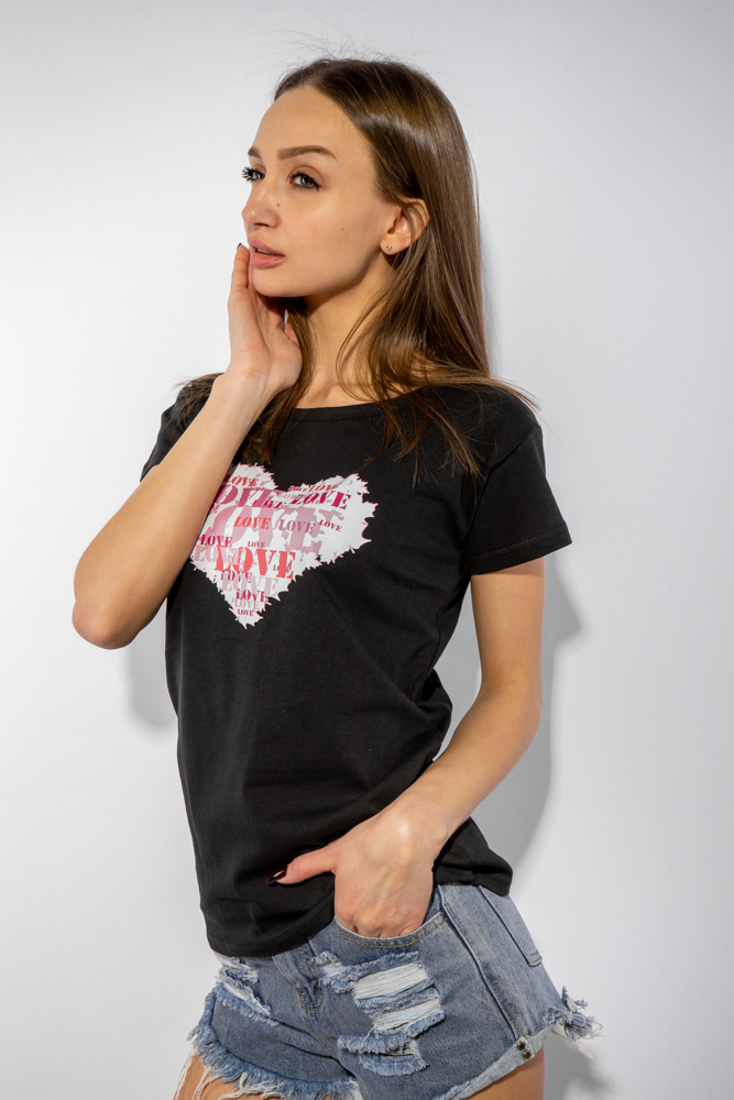 

Футболка женская сердце love Time of Style 85F288-3  Черный, Футболка женская сердце love Time of Style 85F288-3 XL Черный