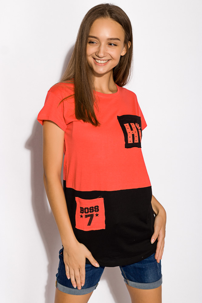 

Футболка женская двухцветная 317F070 Time of Style 317f070  Коралловый, Футболка женская двухцветная 317F070 Time of Style 317f070 M Коралловый