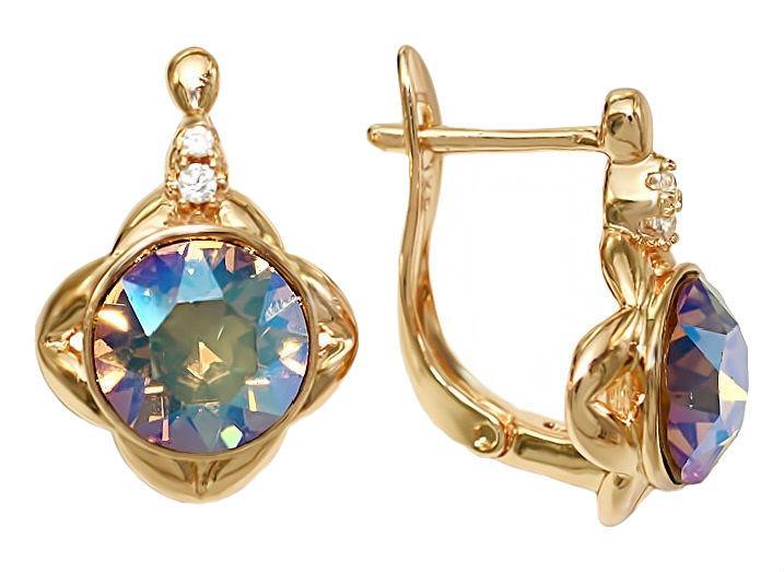 

Серьги Xuping с кристаллами Swarovski Медицинское золото Позолота 18К 1,8 см. хсс-046