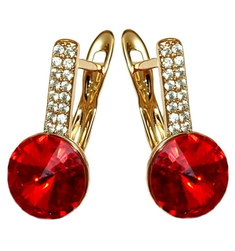 

Серьги Xuping с кристаллами Swarovski Медицинское золото Позолота 18К 1,7 см. хсс-111