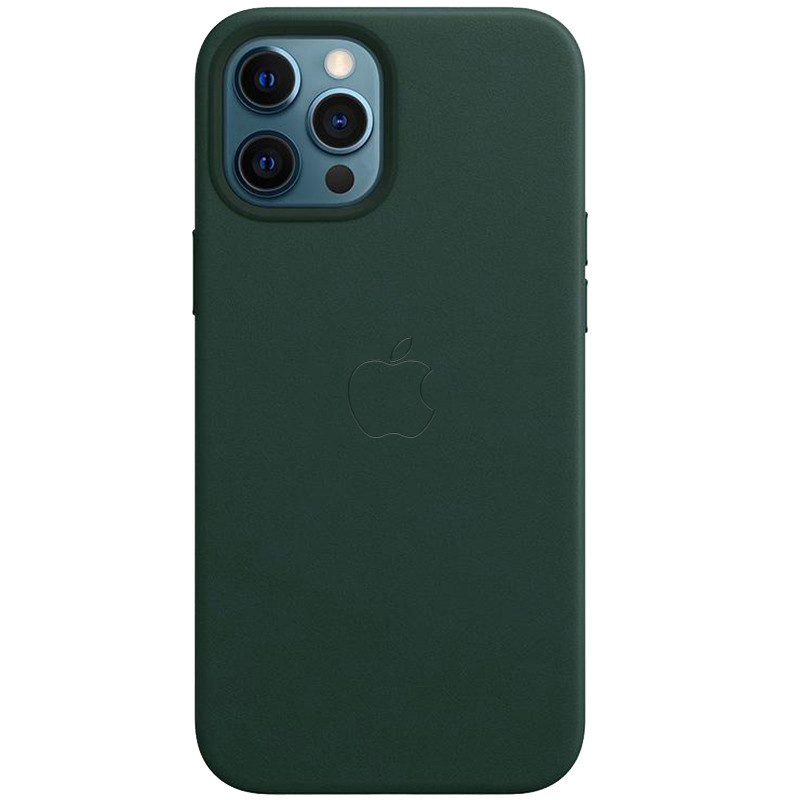 

Чехол Epik Leather Case AAA with MagSafe and Animation для Apple iPhone 12 Pro / 12 Кожаный Dark Green