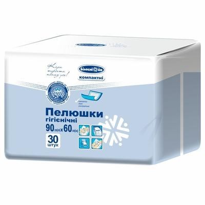 

Пеленки впитывающие гигиенические компактные 90см х 60см 30 шт. "Білосніжка"