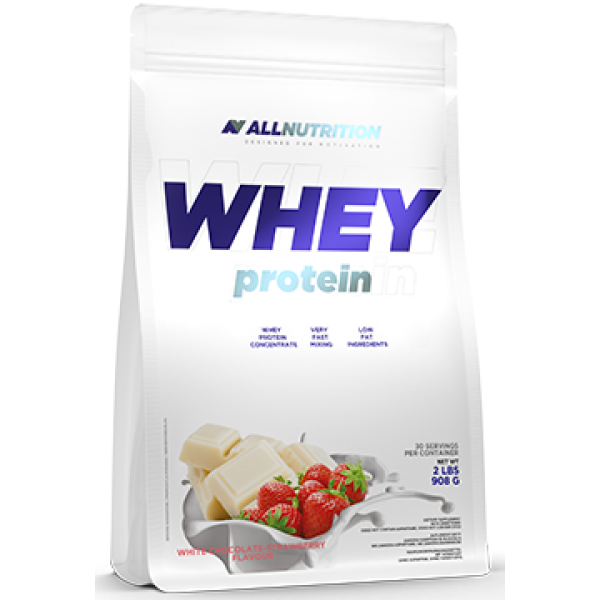 

Сывороточный протеин концентрат AllNutrition Whey Protein 900 грамм Белый Шоколад Клубника