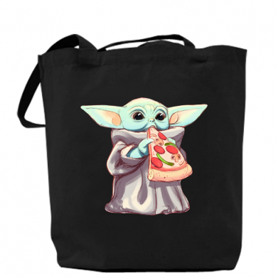 

Сумка Baby Yoda eats pizza Черный