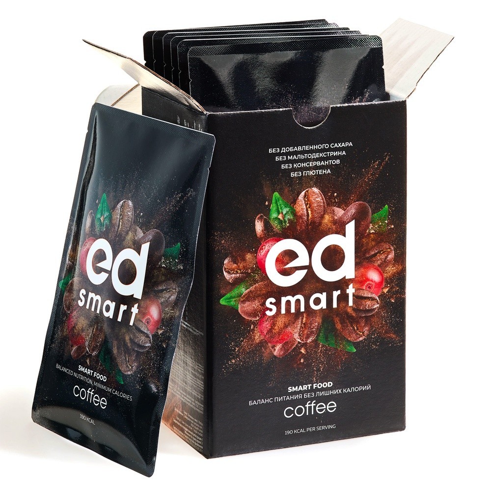 

Заменитель питания Energy Diet коктейль ED Smart Coffee с оригинальным вкусом свежесваренного эспрессо сбалансированное питание для снижения веса 7 пакетиков-саше (73574)