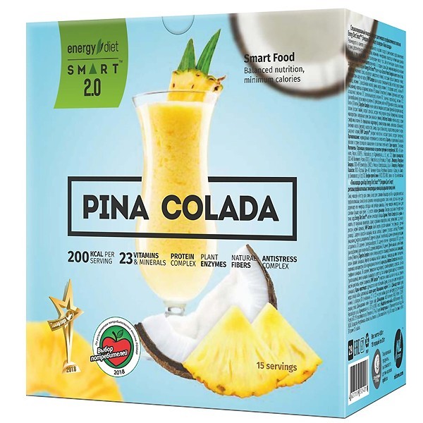 

Заменитель питания Energy Diet Smart коктейль Pina Colada Пина колада сбалансированное питание для снижения веса 15 пакетиков-саше (73107)