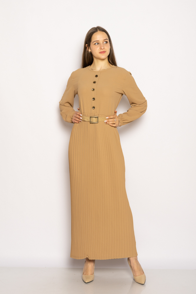 

Платье с плиссированной юбкой Time of Style 640F002-1  Бежевый, Платье с плиссированной юбкой Time of Style 640F002-1 M Бежевый