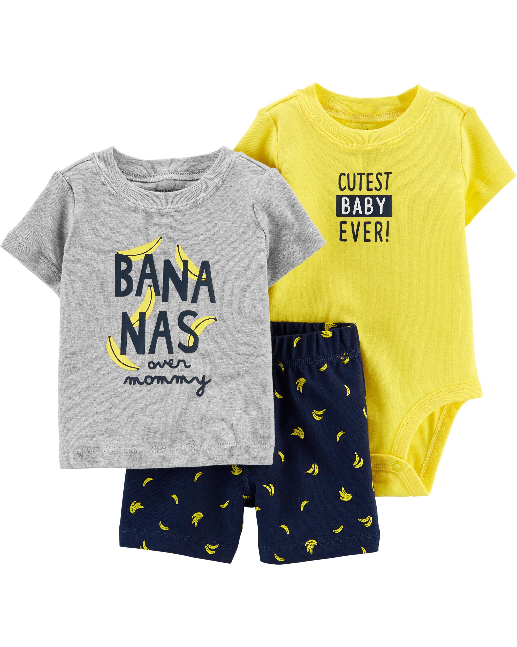 

Комплект (Футболка+боди+шорты) Carters 1L579910 24M 81-86 см Синий Желтый