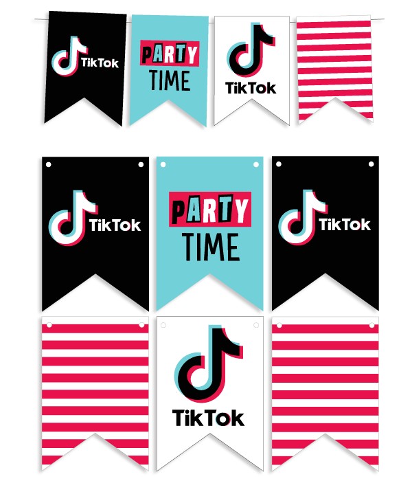 

Бумажная гирлянда из флажков Happy Moments "Тik Tok Party" 12 флажков (T101)