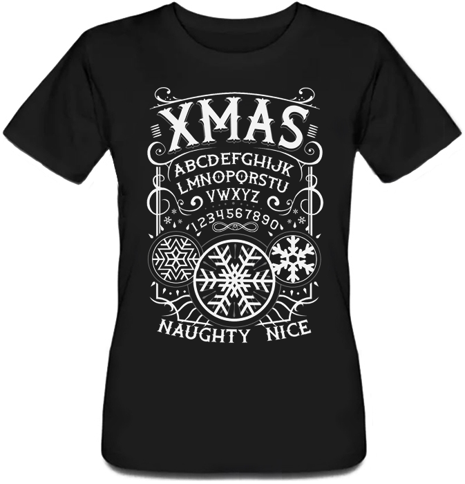 

Женская футболка Fat Cat Xmas Ouija (чёрная)  43004, Женская футболка Fat Cat Xmas Ouija (чёрная) S 43004