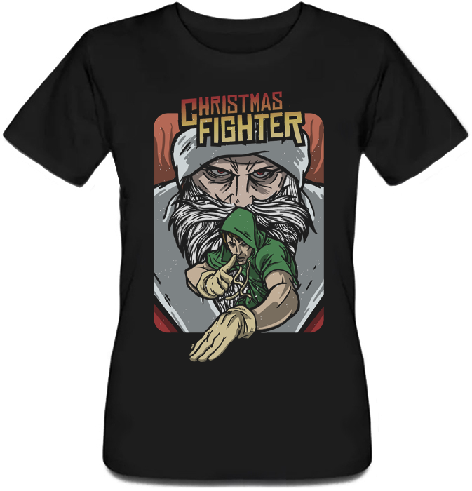 

Женская футболка Fat Cat Christmas Fighter Game (чёрная) XXL 41595